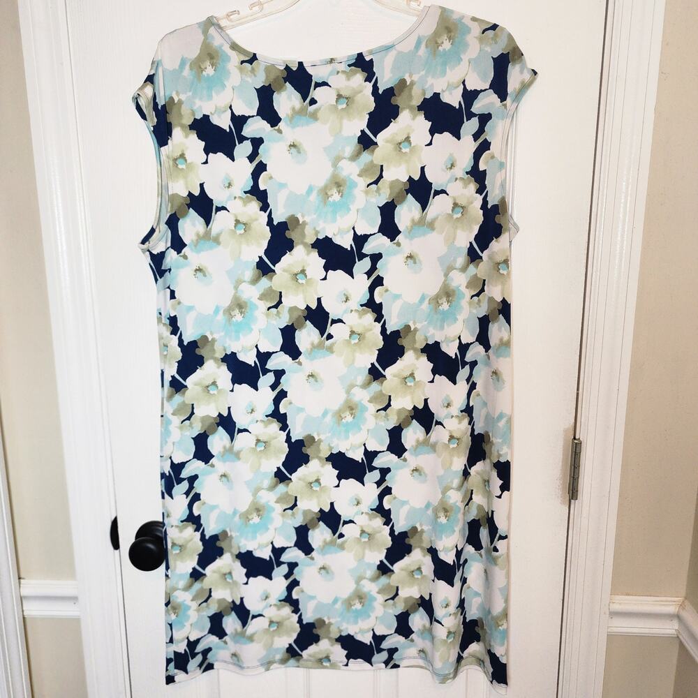 Chico's Size 3(16 US) Short Sleeve Watercolor Floral Pattern Knit Pullover Dress - Picture 3 of 10